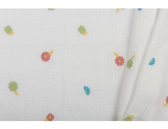 Double Gauze Katoen Stof Multi Embroidery Bloemen
