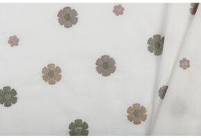 Katoen Poplin Multi Embroidery - Naturel