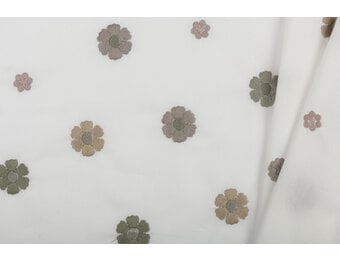 Katoen Poplin Multi Embroidery - Naturel