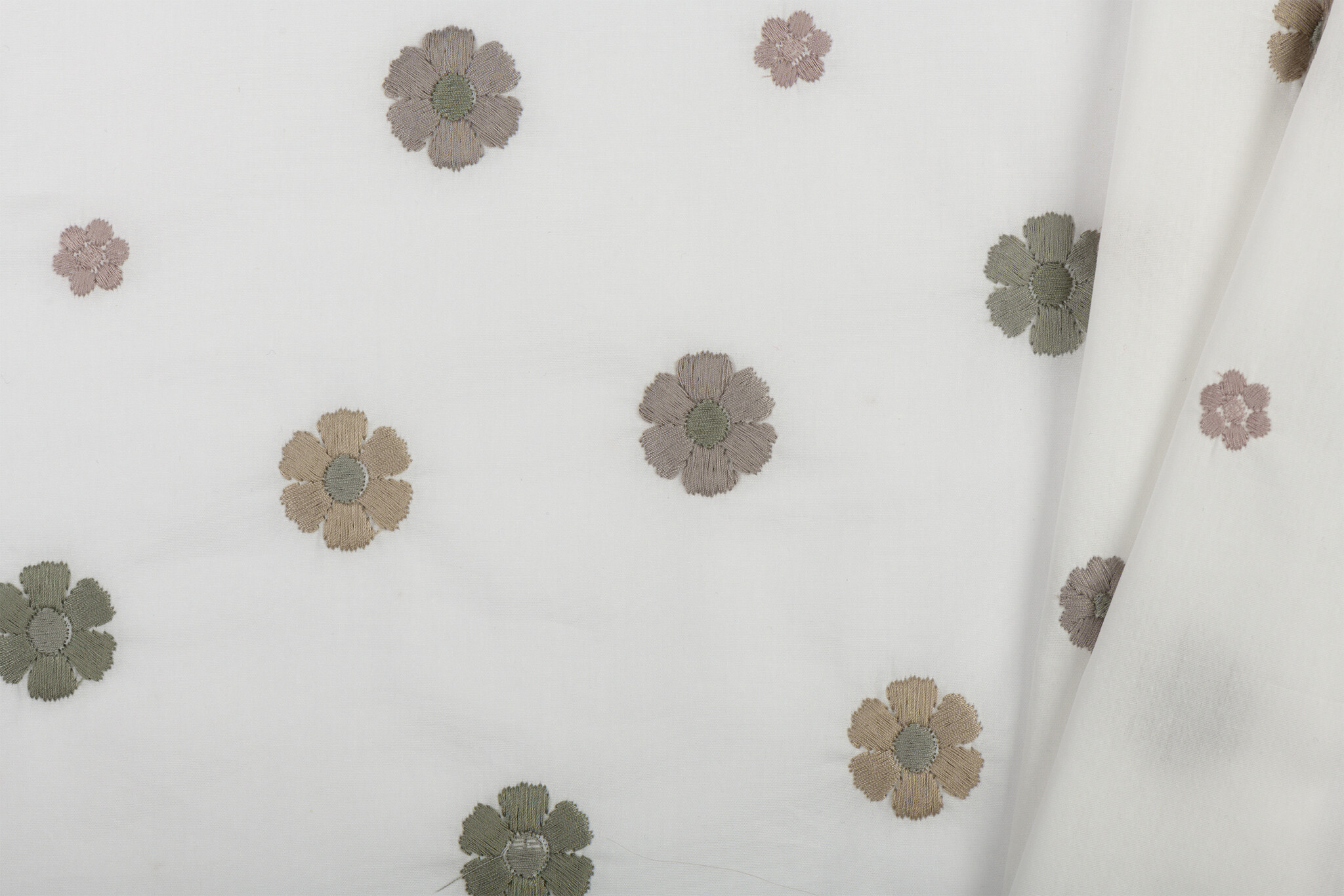 Katoen Poplin Multi Embroidery - Naturel