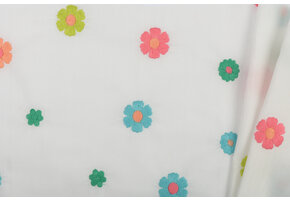 Katoen Poplin Multi Embroidery - Groen