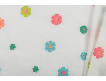 Katoen Poplin Multi Embroidery - Groen