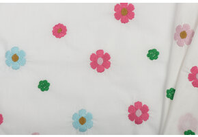 Katoen Poplin Multi Embroidery - Roze