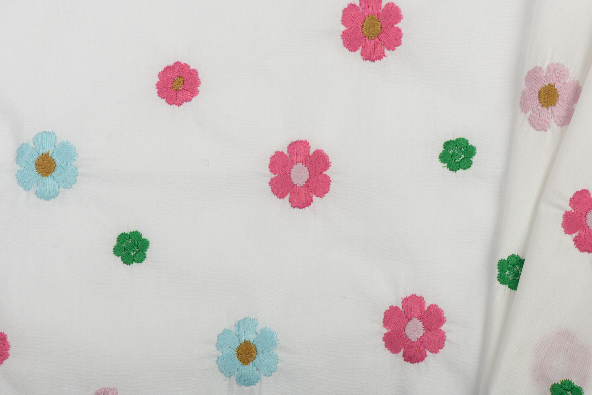 Katoen Poplin Multi Embroidery - Roze