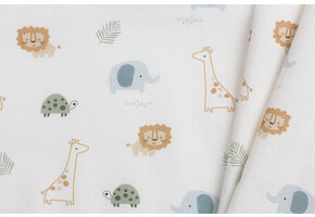 Katoen Poplin Jungle Vriendjes Off White