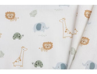 Katoen Poplin Jungle Vriendjes Off White