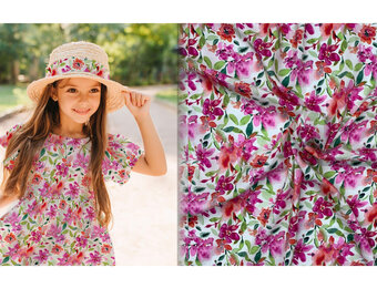 Viscose Stof - Bloemenprint Thalia - Roze