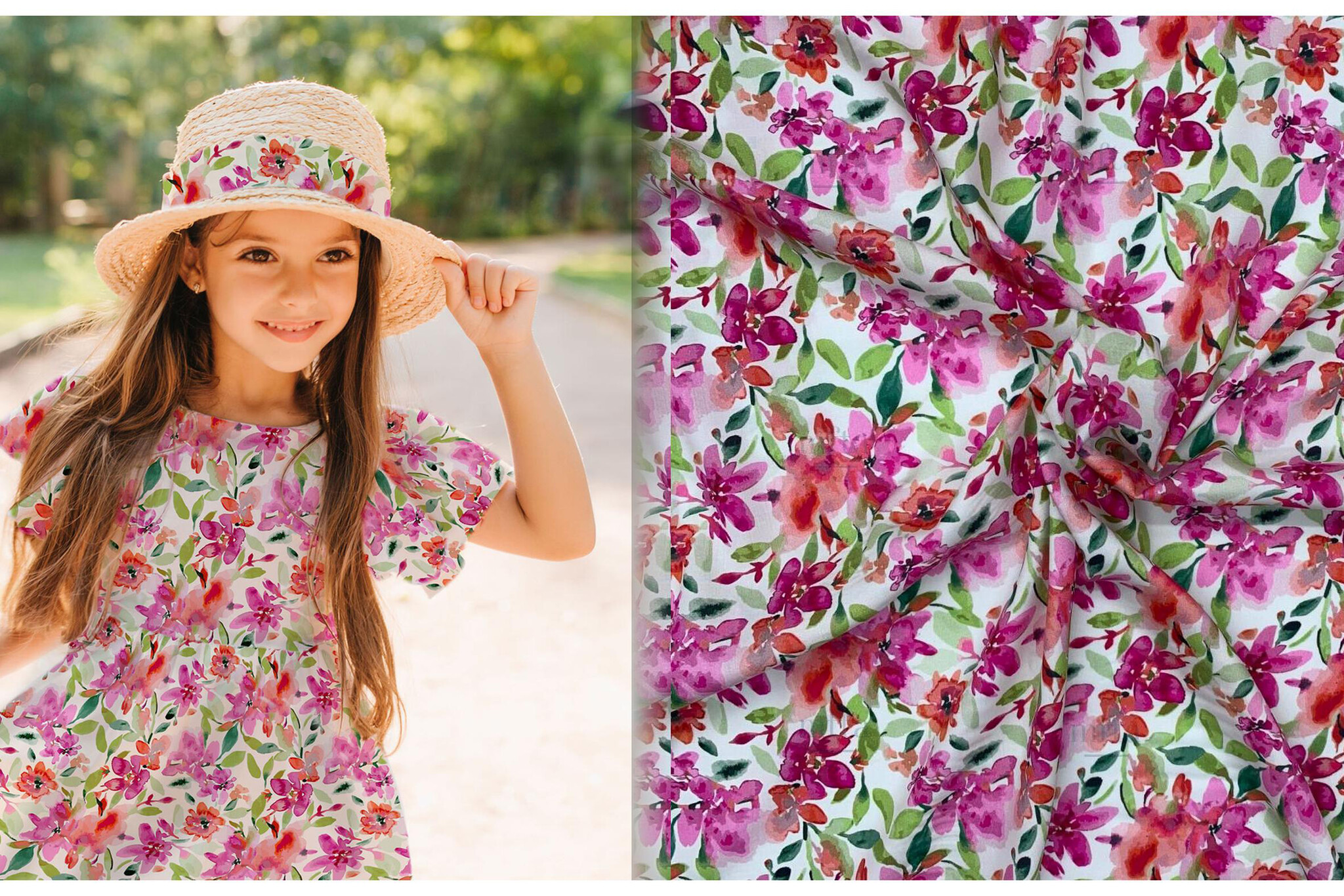 Viscose Stof - Bloemenprint Thalia - Roze