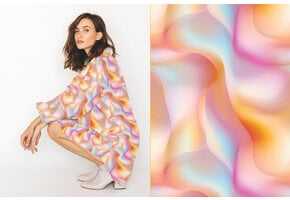 Viscose Stof - Neon Wave Multicolor