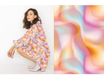 Viscose Stof - Neon Wave Multicolor