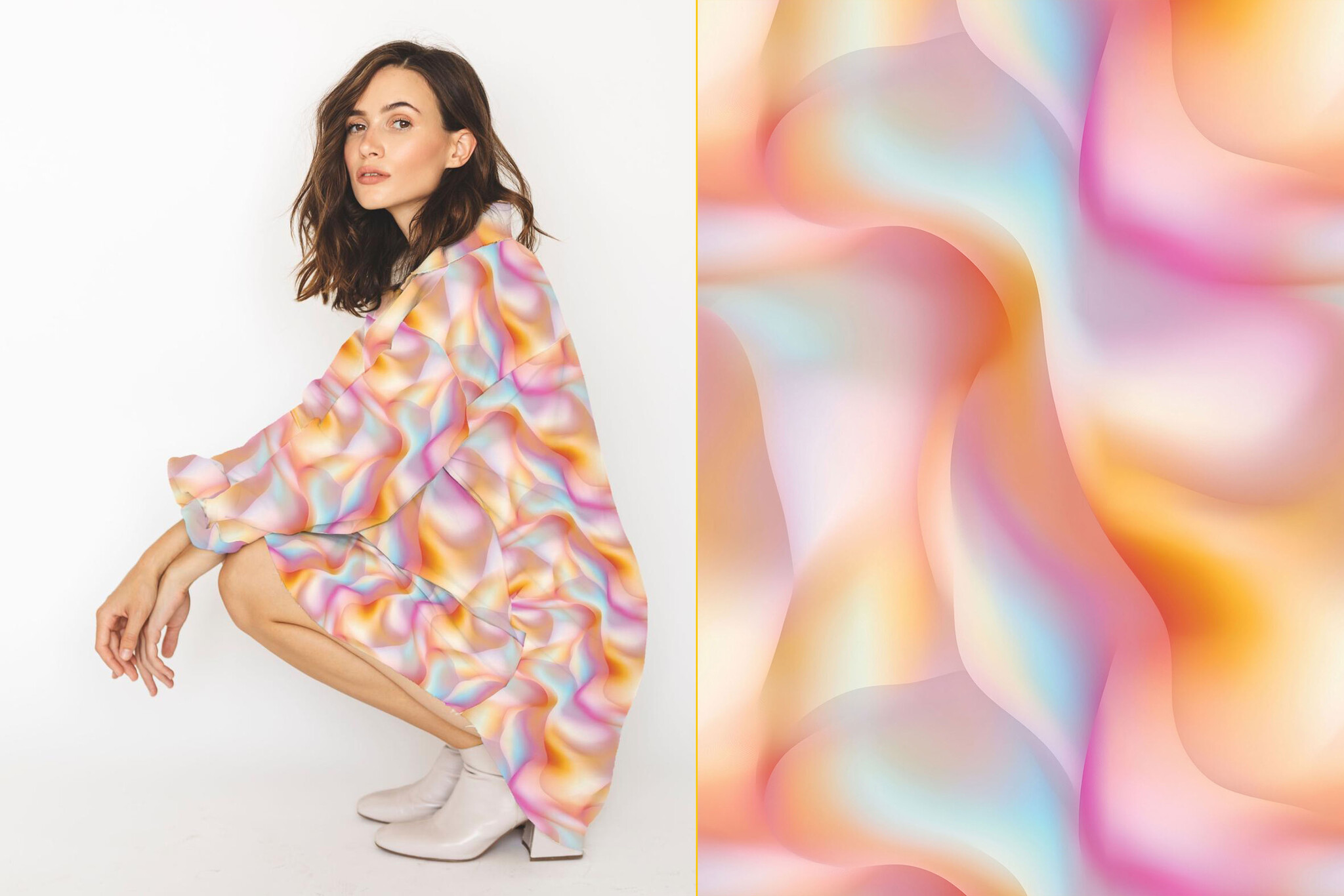 Viscose Stof - Neon Wave Multicolor