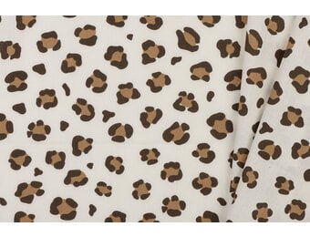 Katoen Poplin Grote Panterprint - Off White
