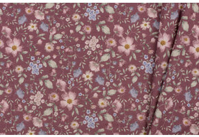 Jersey Katoen Digitale Print - Vintage Bloemendessin Mauve