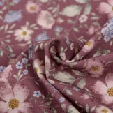 Jersey Katoen Digitale Print - Vintage Bloemendessin Mauve