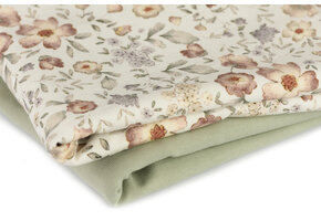 Jersey Katoen Digitale Print - Vintage Bloemendessin Ecru