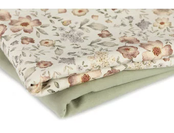 Jersey Katoen Digitale Print - Vintage Bloemendessin Ecru