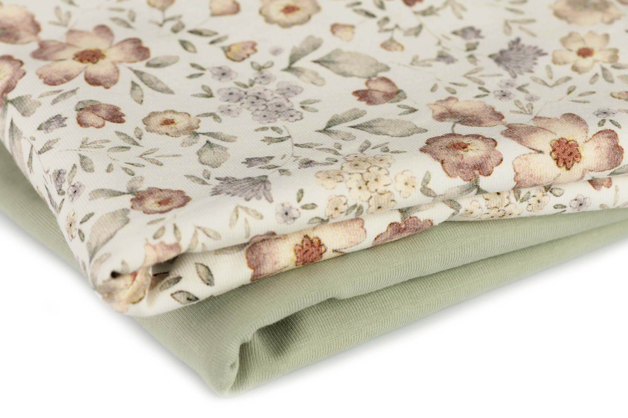 Jersey Katoen Digitale Print - Vintage Bloemendessin Ecru