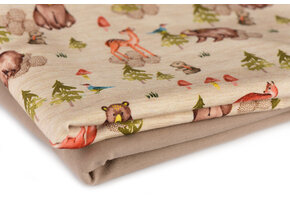 Jersey Katoen Digitale Print - Beige Bosachtig Dieren