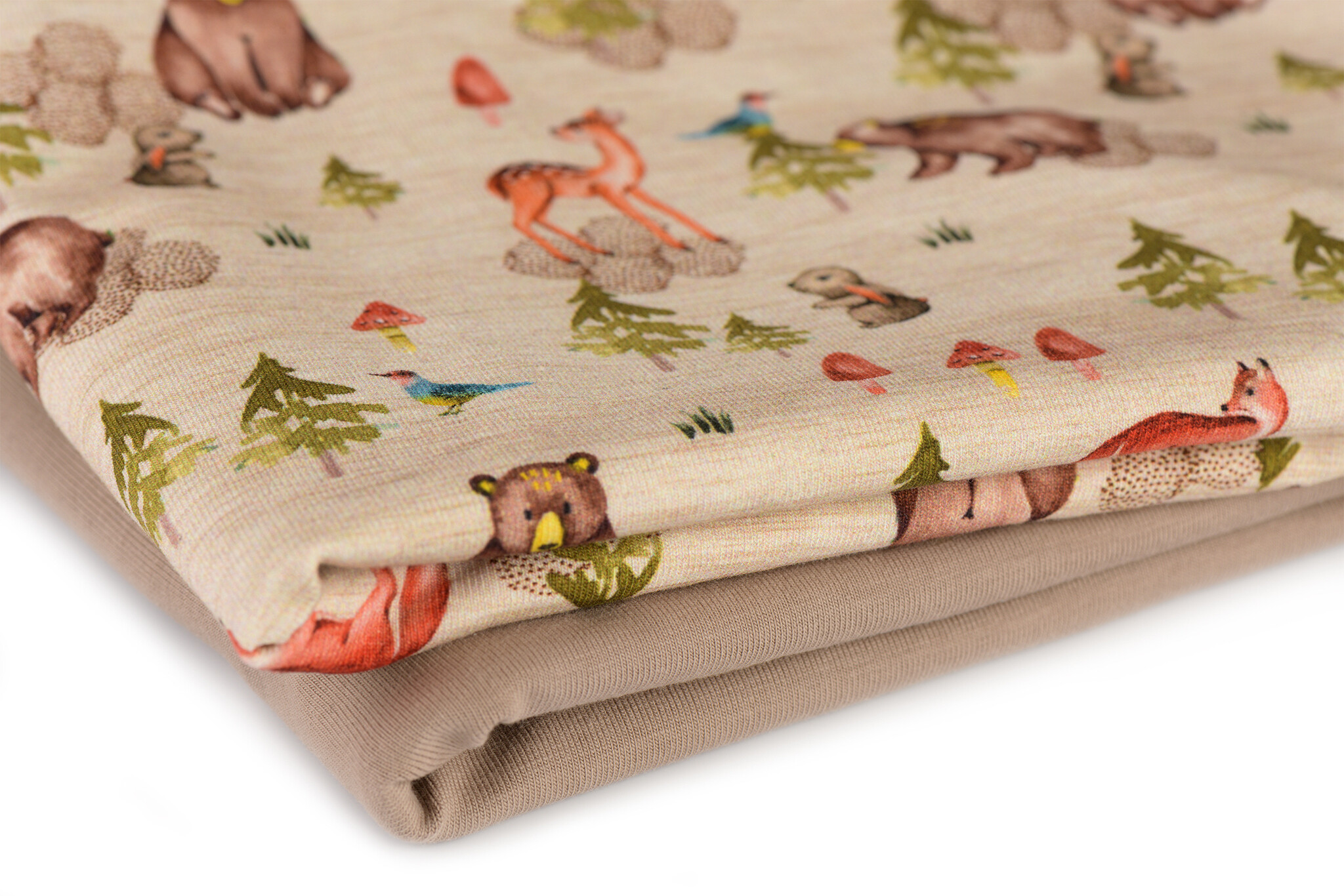 Jersey Katoen Digitale Print - Beige Bosachtig Dieren