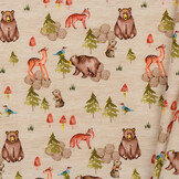 Jersey Katoen Digitale Print - Beige Bosachtig Dieren