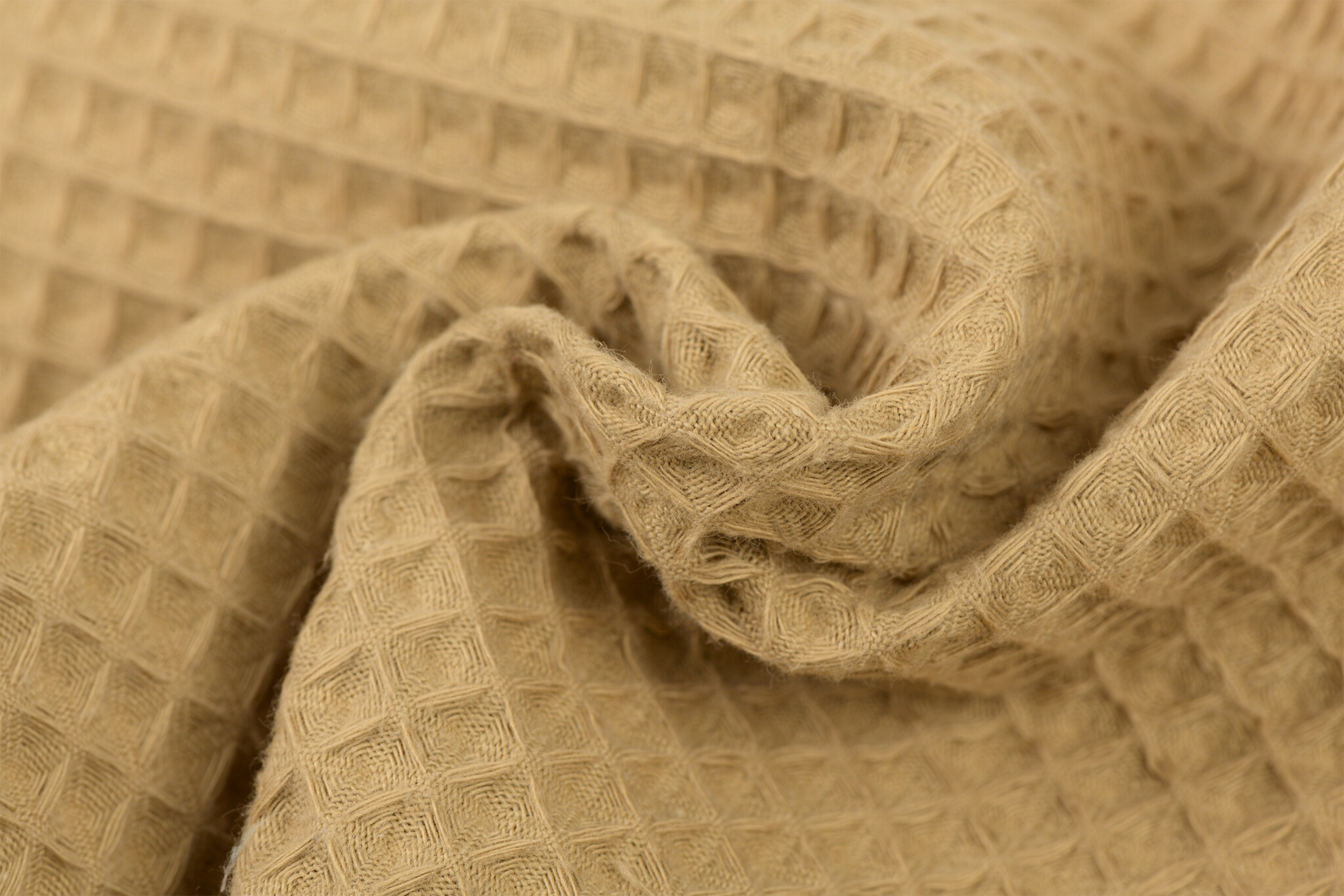 Wafelkatoen Pique Goudbeige
