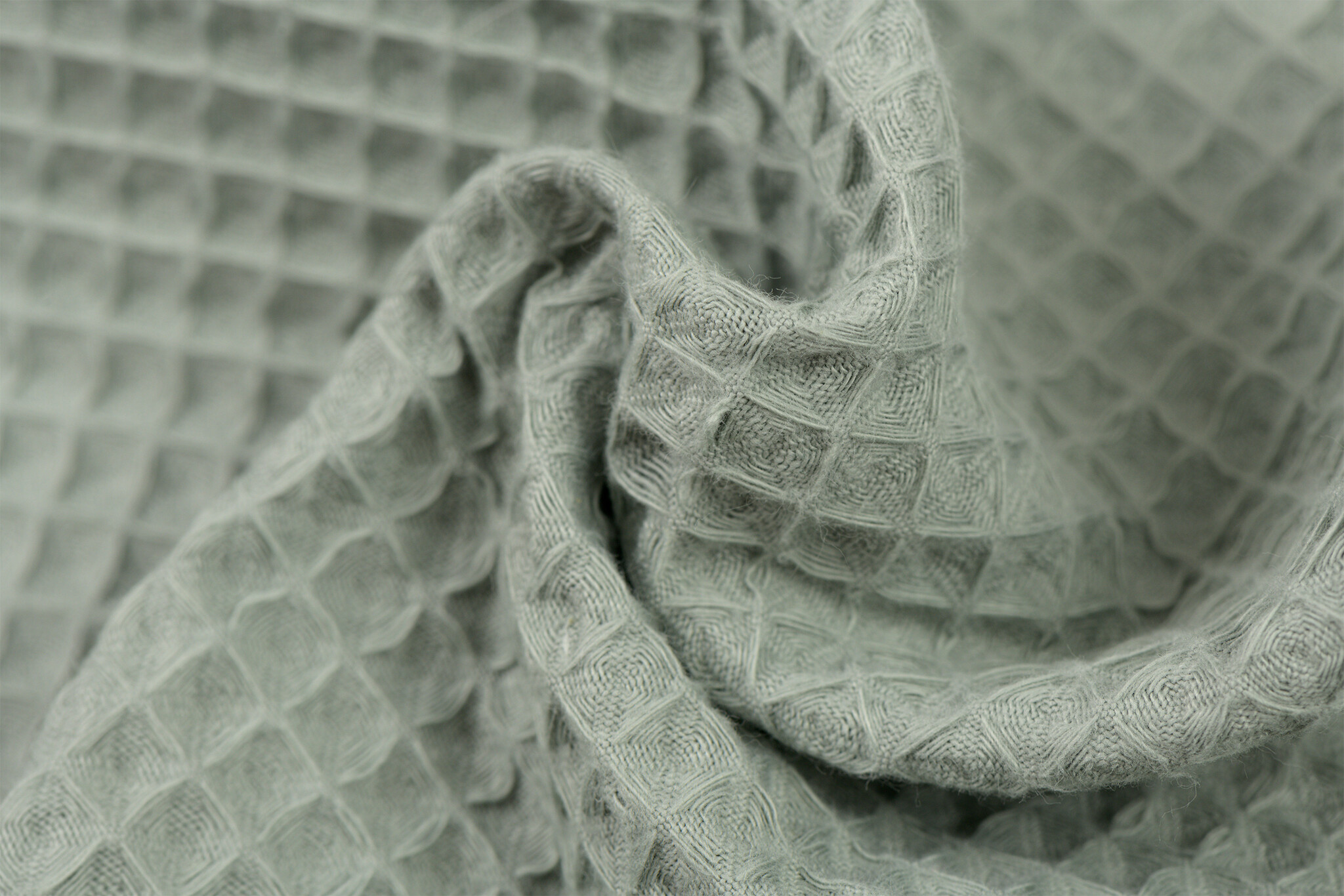 Wafelkatoen Pique Zacht Sage