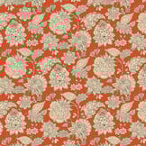 Katoen Stof Sharma Bloemen - Terracotta - Crème