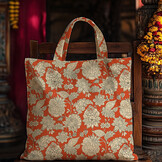 Katoen Stof Sharma Bloemen - Terracotta - Crème