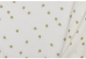 Hydrofiel Stof Klavertjes - Off White