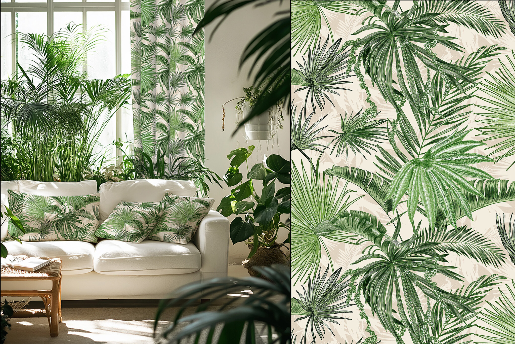 Bachette Canvas Katoen Stof - Palm Beach