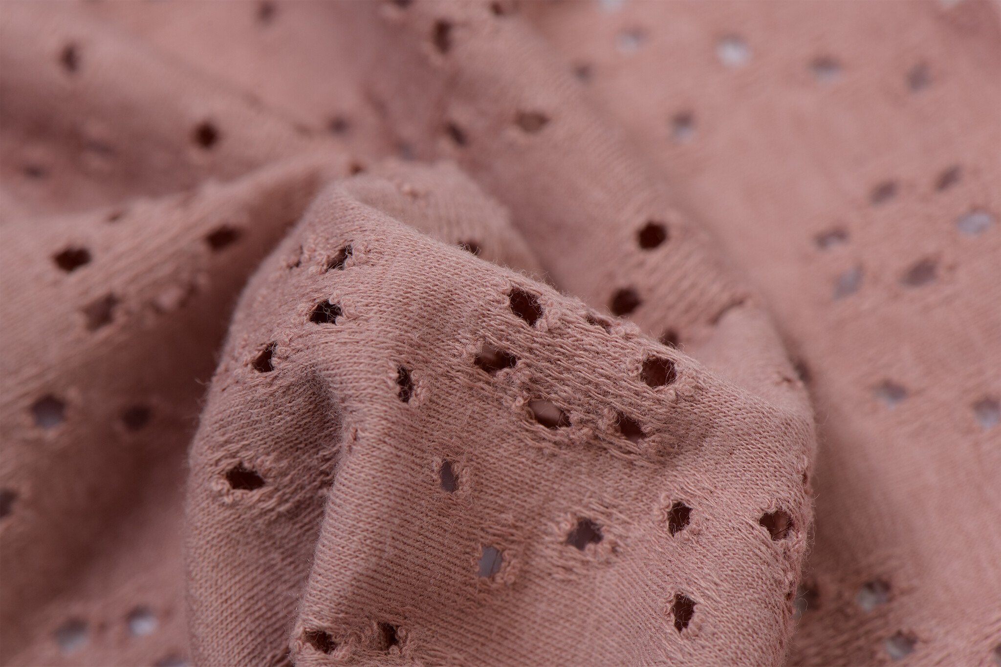 Broderie Tricot Stof Oud Roze