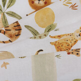 Katoen Poplin Stof - Jungle Dieren - Wit - Camel