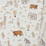 Katoen Poplin Stof - Safari Dieren Ecru - Camel