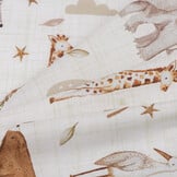 Katoen Poplin Stof - Safari Dieren Ecru - Camel