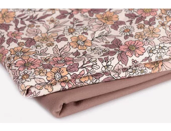 Jersey Katoen Digitale Print - Vintage Bloemen Oud Mauve
