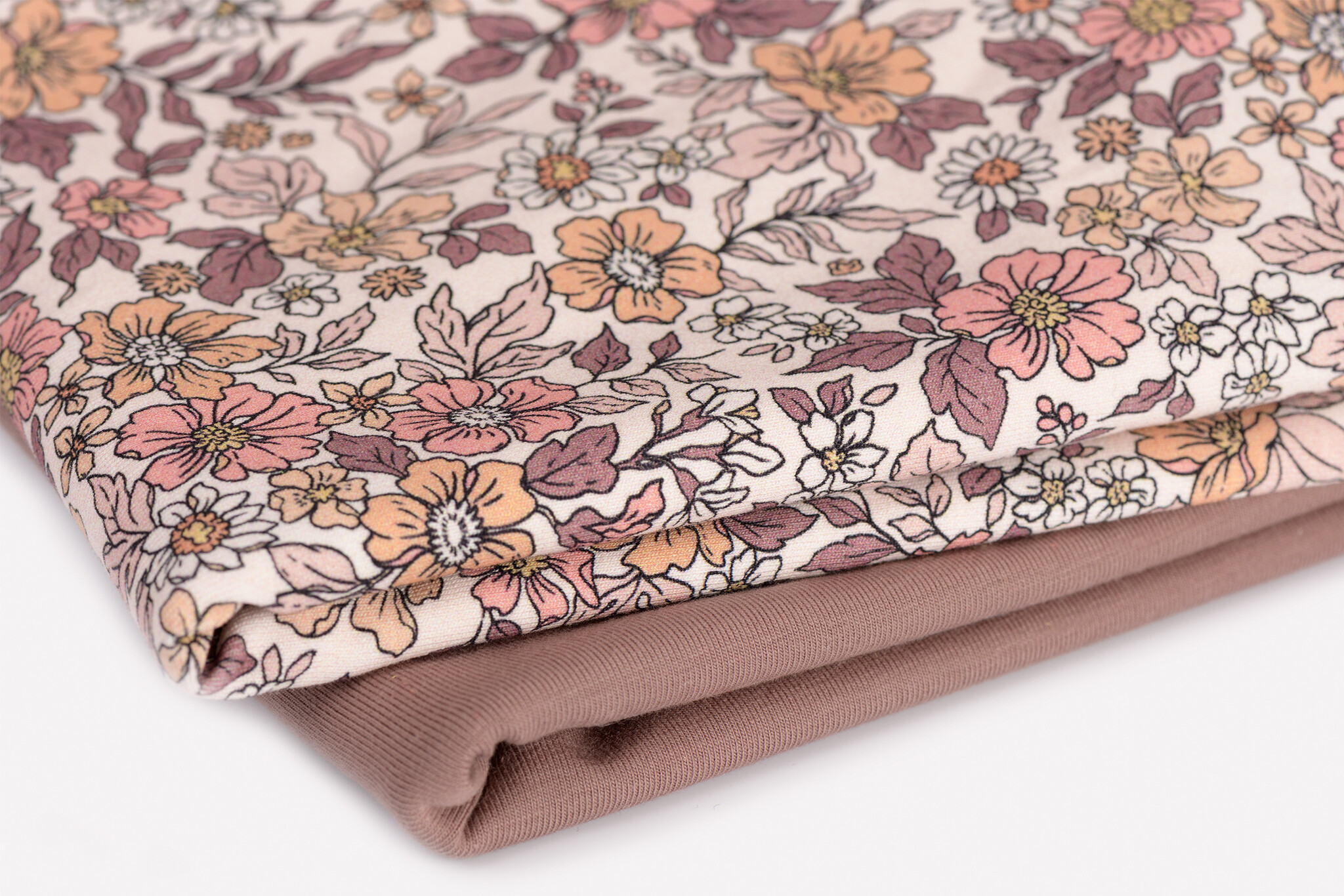 Jersey Katoen Digitale Print - Vintage Bloemen Oud Mauve