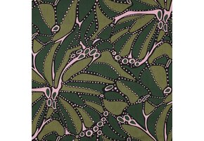 Katoen Satijn Stof - Abstract - Groen