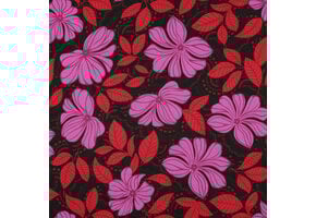 Katoen Satijn Stof - Bloemen - Rood