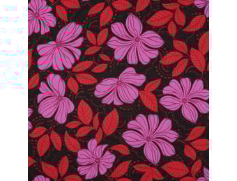 Katoen Satijn Stof - Bloemen - Rood