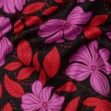 Katoen Satijn Stof - Bloemen - Rood