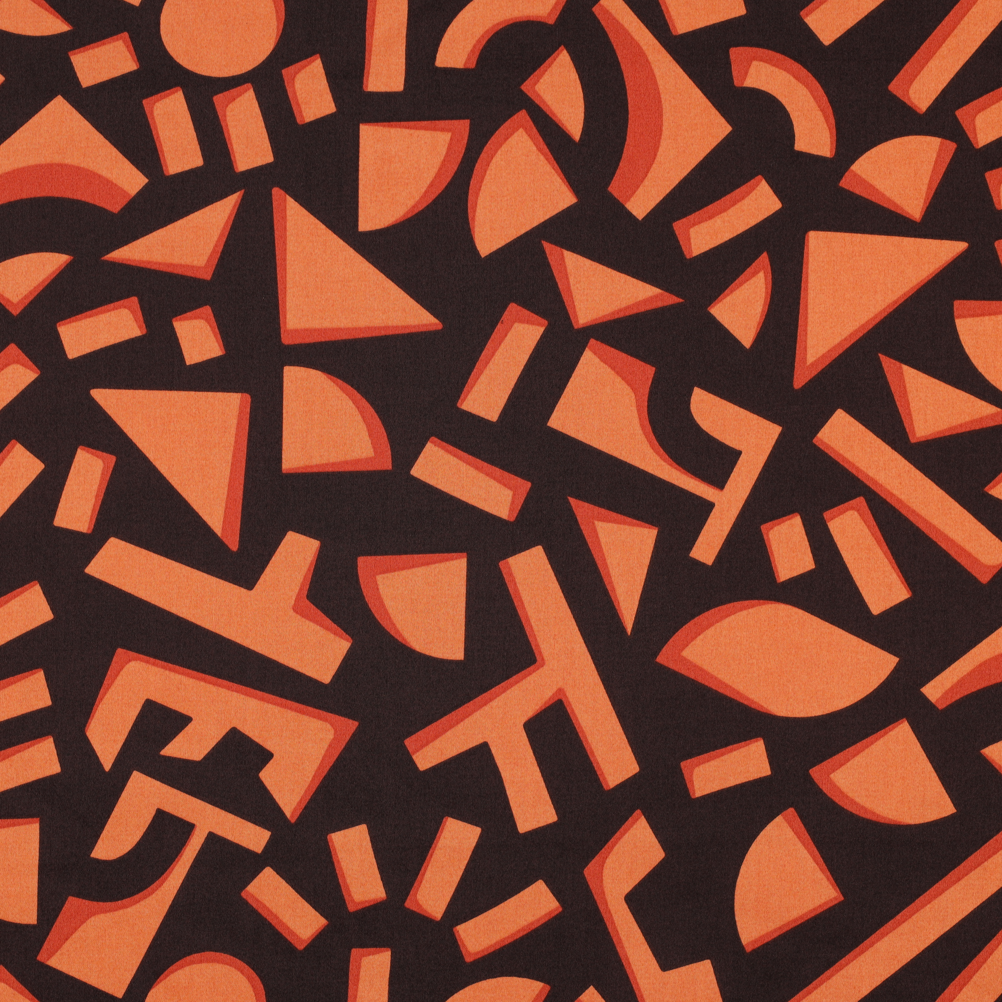 Katoen Satijn Stof - Geometrisch - Donkerbruin