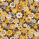 Katoen Stof Retro Bloemen Popette Aarde Geel