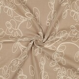 Hydrofiel Stof Embroidery Bloemenslinger - Beige