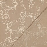 Hydrofiel Stof Embroidery Bloemenslinger - Beige