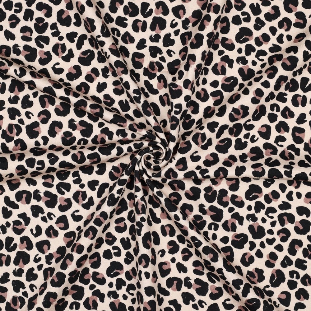 French Terry Stof Panterprint Lichtbruin - Copy