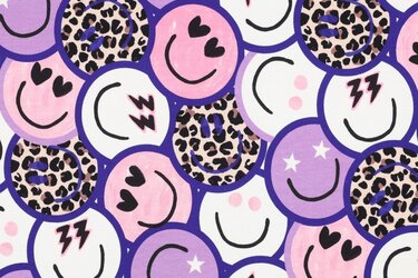 French Terry Stof Panter Happy Faces – Paars