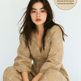 Hydrofiel Stof Embroidery Bloemenslinger - Beige