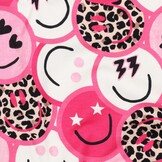 French Terry Stof Panter Happy Faces – Roze