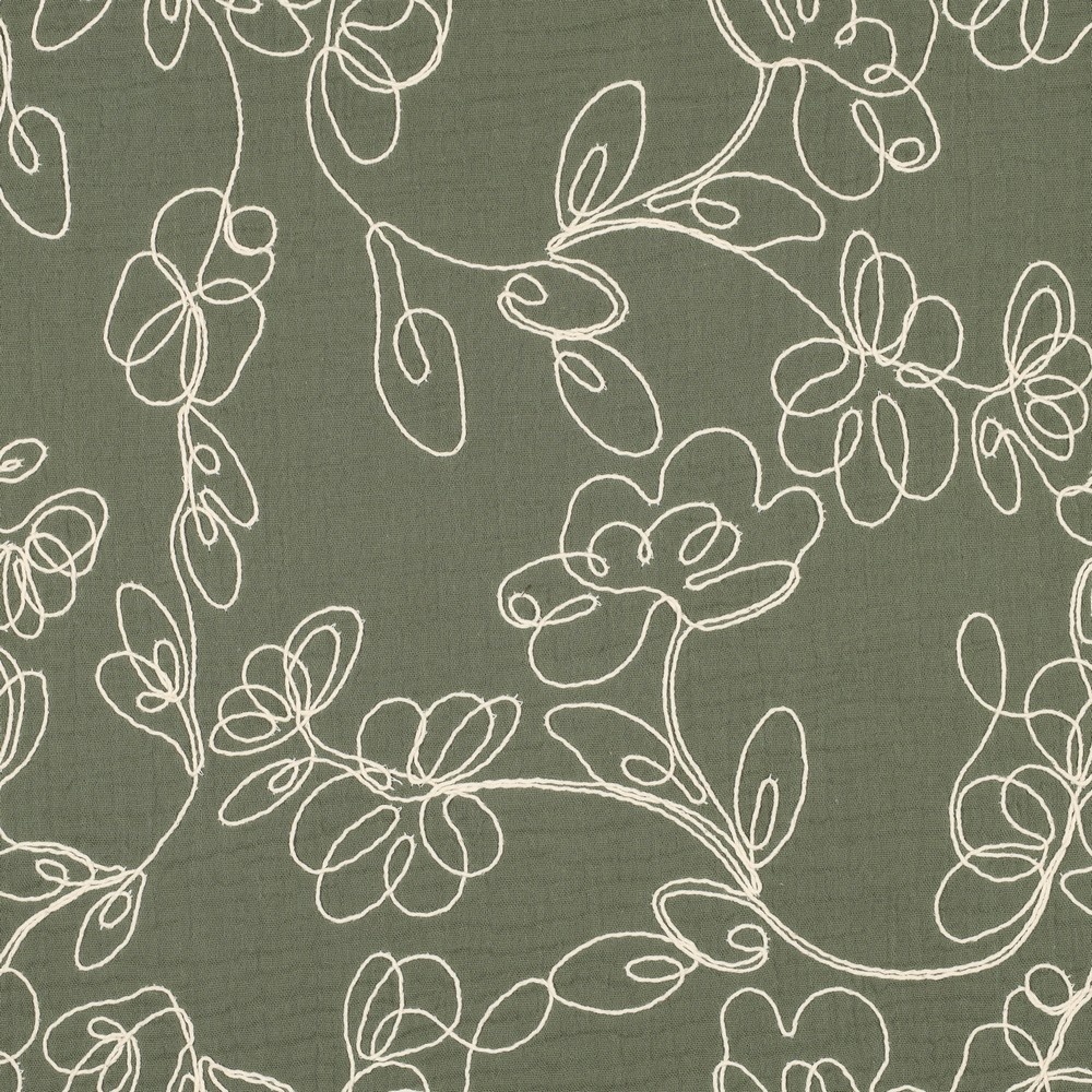 Hydrofiel Stof Embroidery Bloemenslinger - Pickle