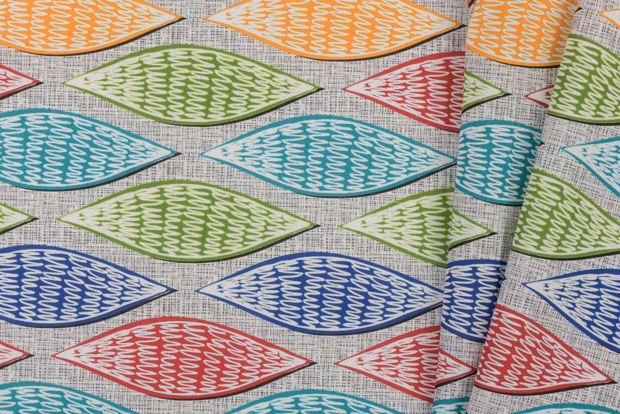 Katoen Stof Digitale Print - Retro Blaadjes Rhythm